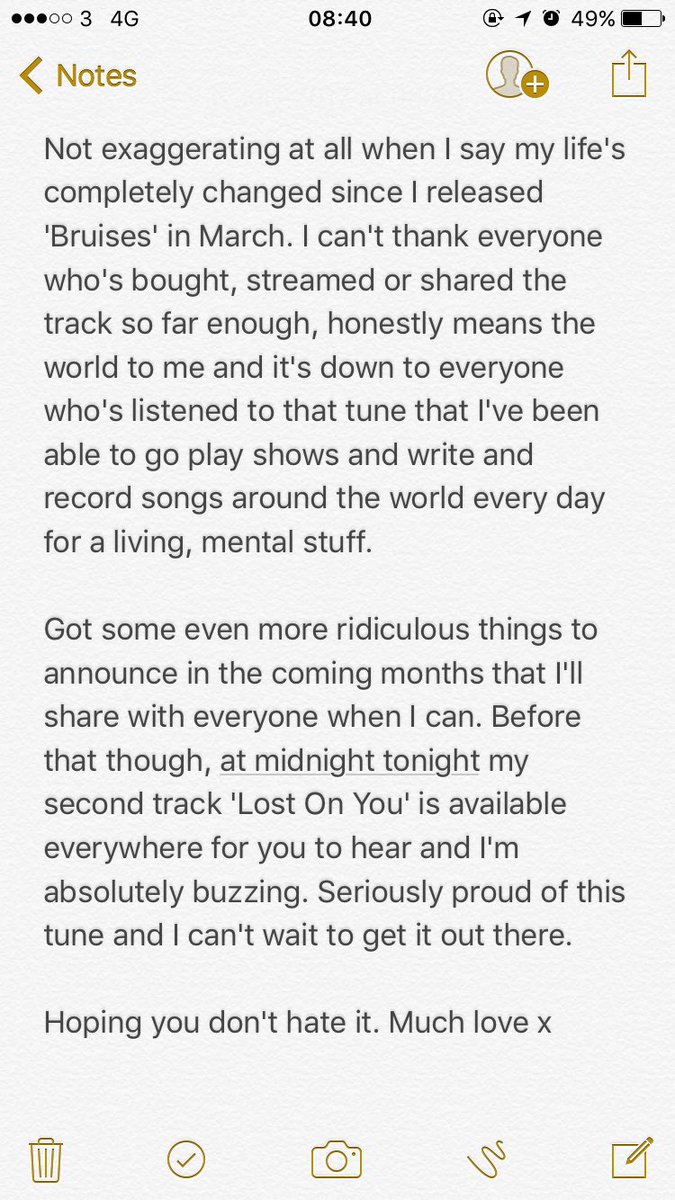 LewisCapaldi's tweet photo. For you x https://t.co/qpul0btlBu