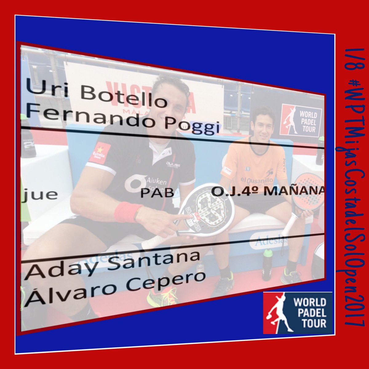 FerPoggiFans's tweet photo. Hoy 1/8 #WPTMijasCostadelSolOpen2017.
@fernandopoggi / @uribotello vs @alvarocepero / @adaysantafe Vamos a x plaza en 1/4 Mucha Suerte!!!🙌💪🍀 https://t.co/xmsxdDGi77