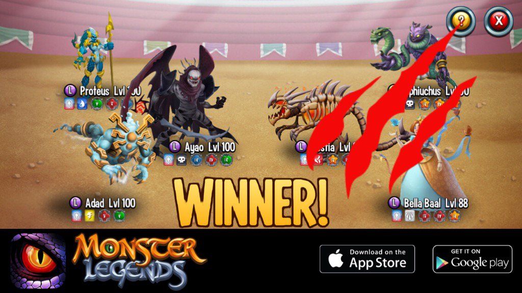 I rule at the Monster Legends Arena! If you dare to challenge me, start collecting monsters! m.onelink.me/8651e4be