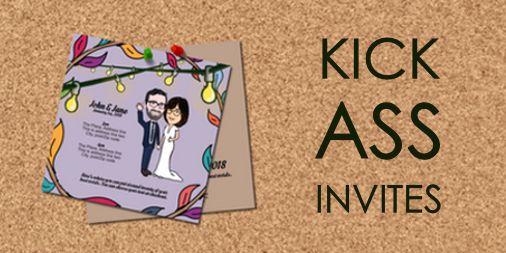 Looking for kick ass invites? We've got you covered. weddingcartoons.co.uk #weddingideas #weddingfavors #weddinginvites #uniqueweddings