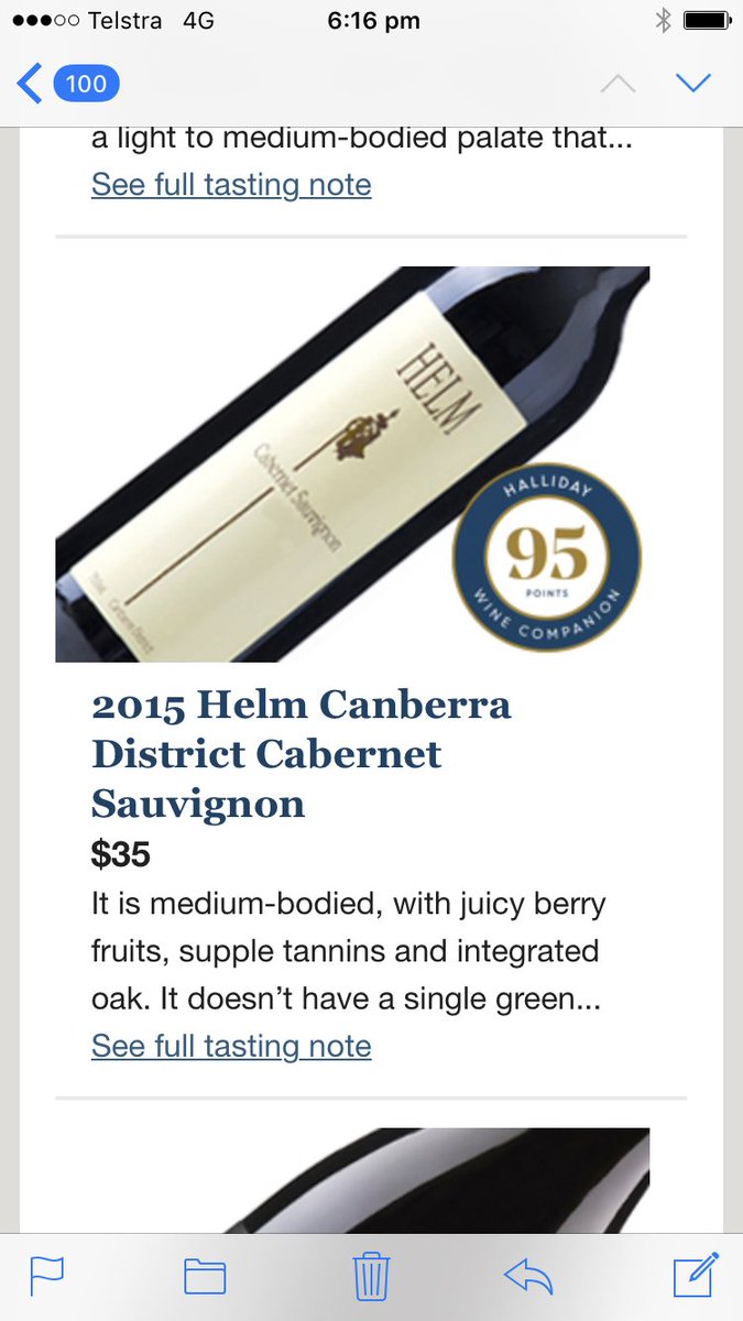 HelmWines's tweet photo. @winecompanion  has just reviewed our 2015 Cabernet Sauvignon - #Canberra #Cabernet  finally getting the recognition it deserves! #cbr https://t.co/rRajmR87ch