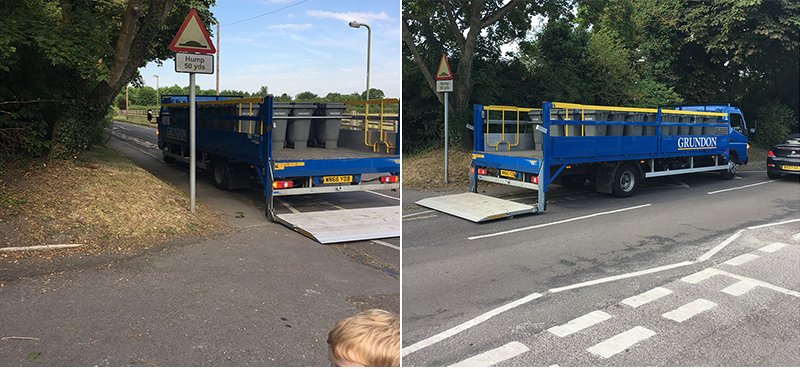 GuyEJTownsend's tweet photo. Unbelievable parking at Hagbourne Primary @GrundonRecycle today. Driver attitude appalling "I know I'm bodging it" #accidentwaiting @tvprp https://t.co/B3qjwwEdqg