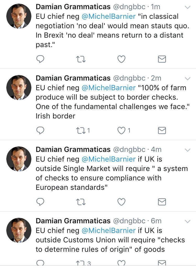 Must Read: Reality check from EU chief negotiator <a href="/MichelBarnier/">Michel Barnier</a> about Brexit road ahead. Huge wake up call for everybody in UK and EU. 🇪🇺🇬🇧