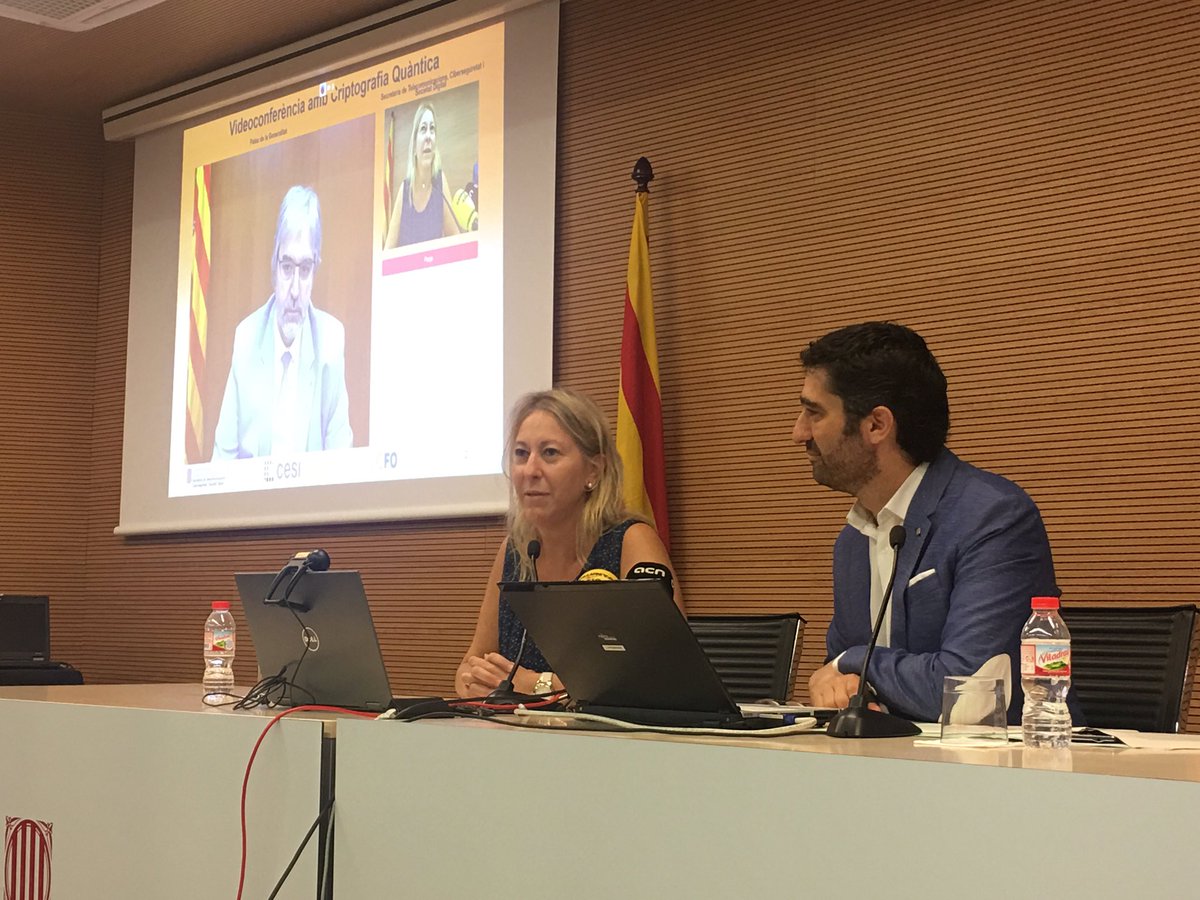 Presidency Minister <a href="/neusmunte/">Neus Munté 🎗</a> doing the 1rst quantum encripted video call between gov members in our country. Good job!!