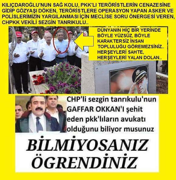 CHP, TİLKİ İLE PLAN YAPAN,
KURT İLE AVLANAN,
SONRA OTURUP,KOYUN İLE YAS TUTANLARIN PARTİSİDİR!

TERÖRİSTLERİN YEĞANE BARINAĞIDIR CHP!

👇