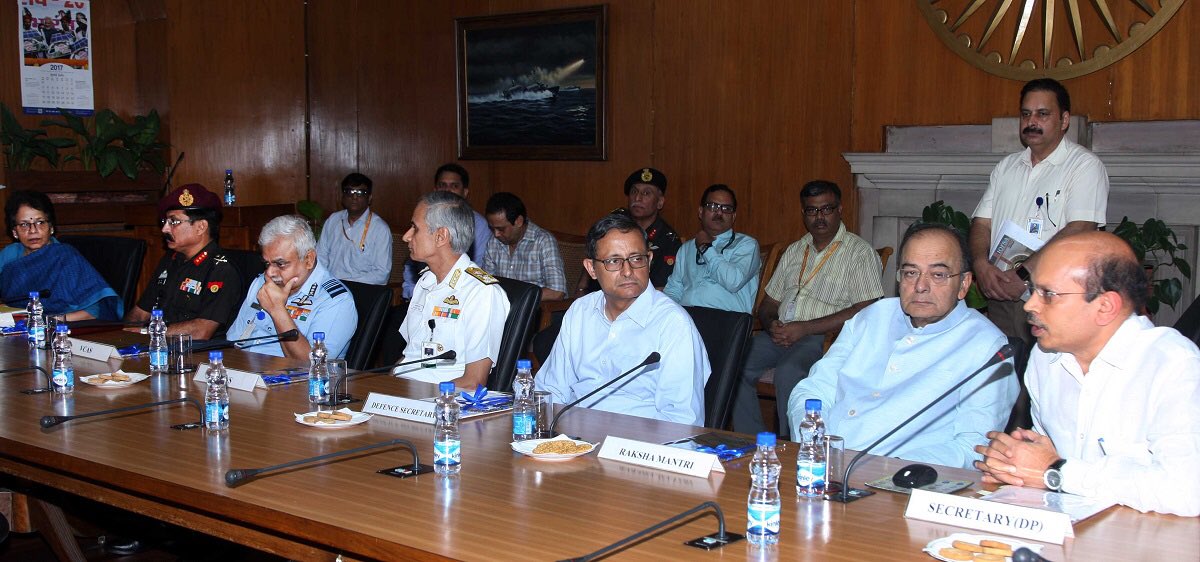 arunjaitley's tweet photo. Releasing a booklet on 3 years' achievements of the Dept. of Defence Production, July 6, 2017 https://t.co/iK7G6lP0Cu