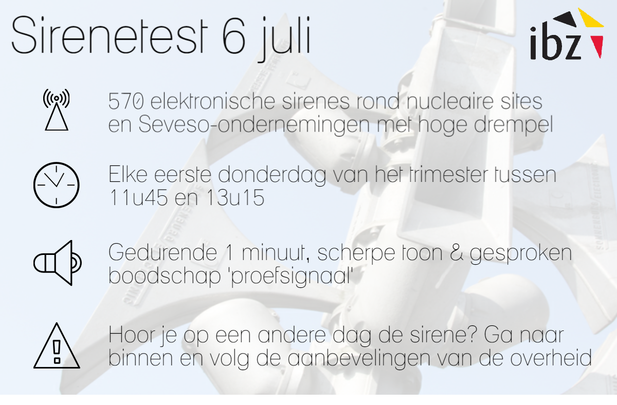 Eerste donderdag van het trimester = tijd voor #sirenetest 🔊. Alle info op crisiscentrum.be/nl/news/planif…
