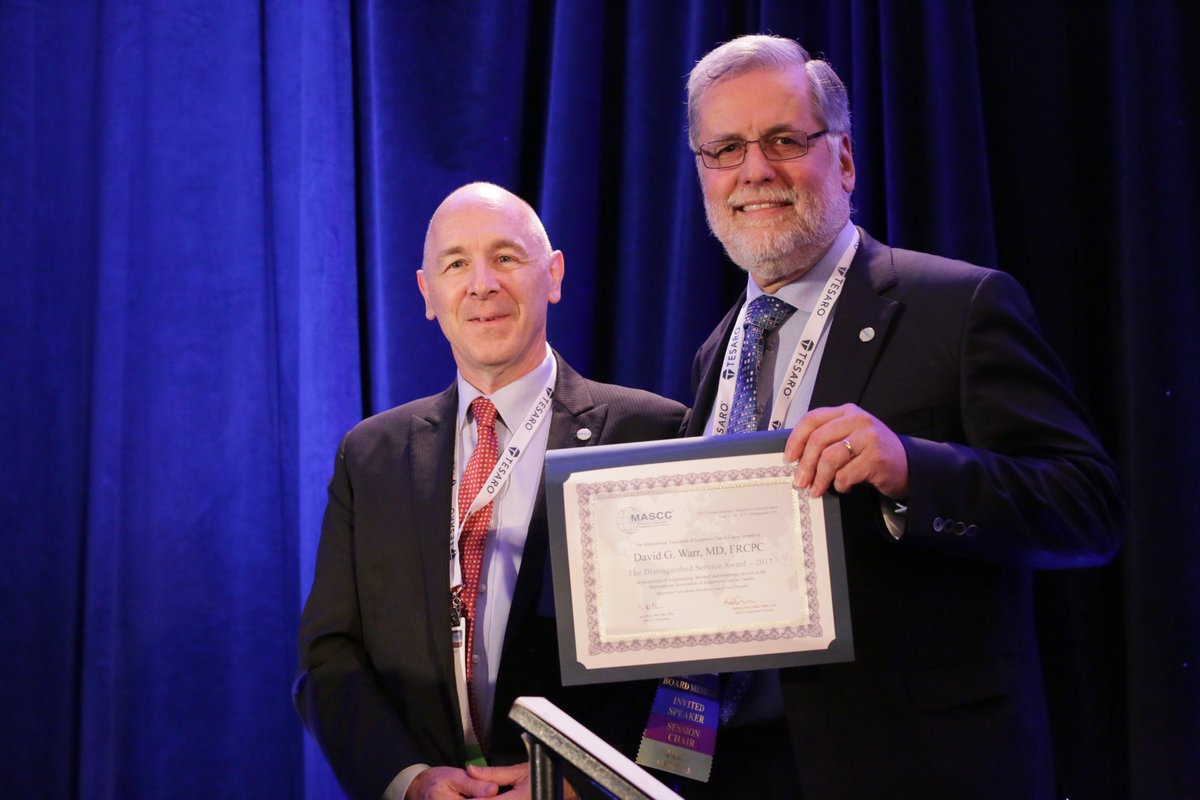 CancerCareMASCC's tweet photo. David G. Warr, MD, Princess Margaret Cancer Center, Toronto, awarded MASCC’s highest honor, the 2017 Distinguished Service Award. #MASCC17 https://t.co/k61EtUiniT