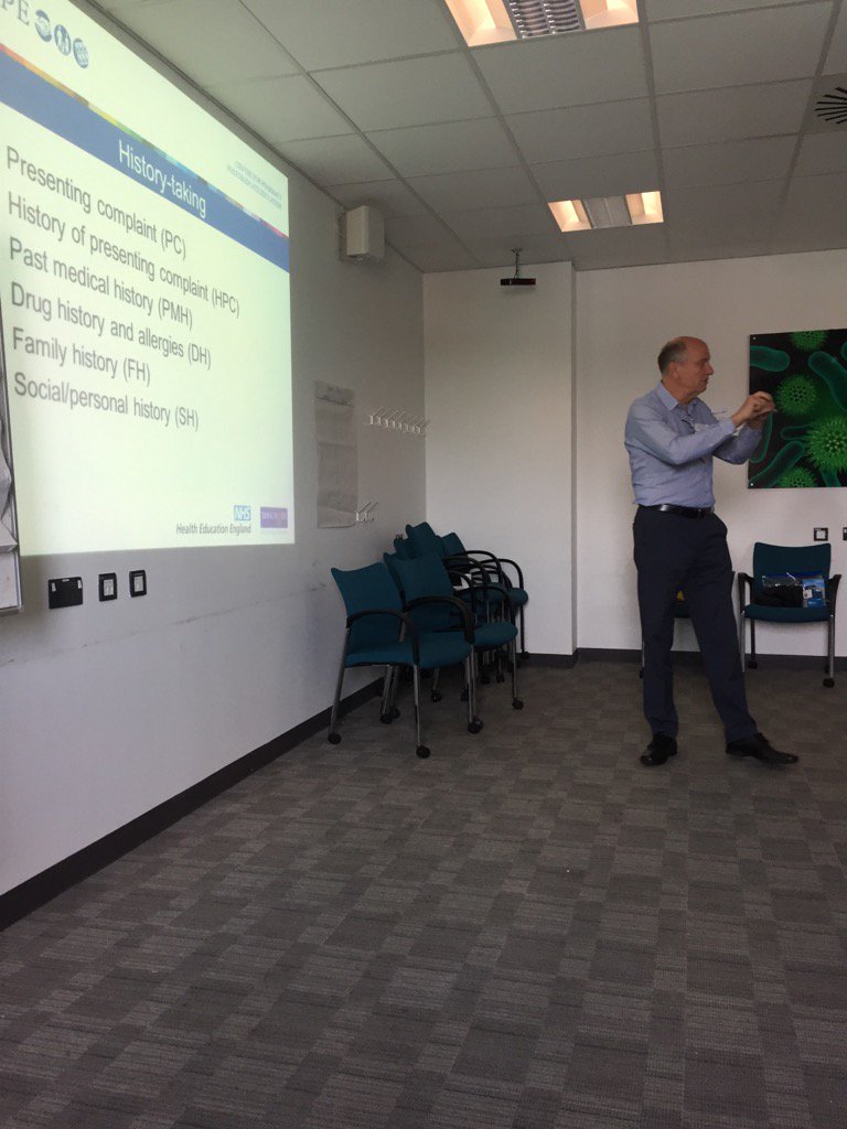 DebHoward75's tweet photo. Medic John talking about history taking with GP pharmacists team at SRFT today @CPPENorthWest #CPPEclinicalskills https://t.co/IFx1RyoLrb
