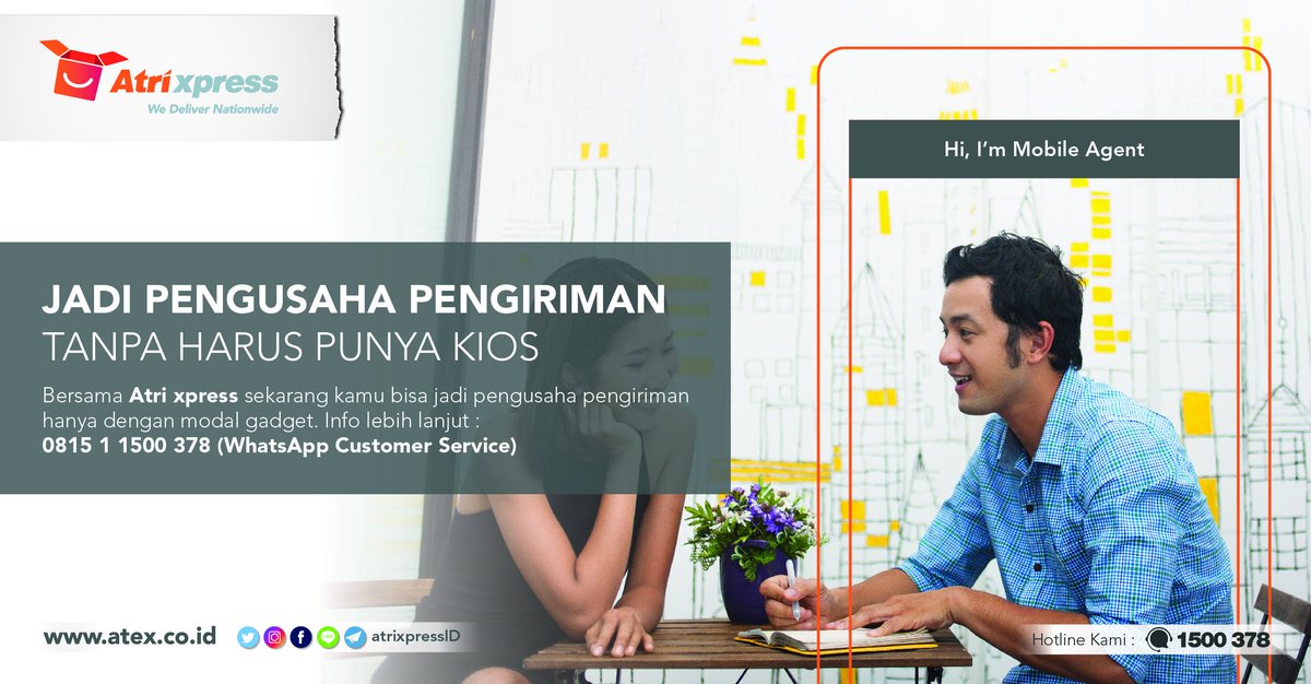 atrixpressID's tweet photo. Bisnis mudah bareng Atri xpress. Info lebih lanjut WhatsApp Atri xpress di 0815 1 1500 378. #Atrixpress #usahabarengatex #bisnismudah https://t.co/SX5mVV1uHZ