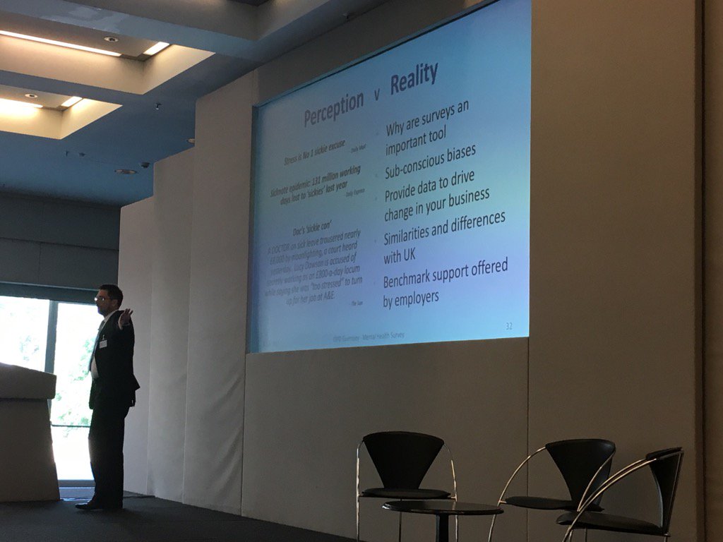 Jessdunsdon's tweet photo. Guernsey's first survey on mental health in the workplace - results presented by Richard Sheldon @CIPDJersey #think https://t.co/HU33T2AnFk