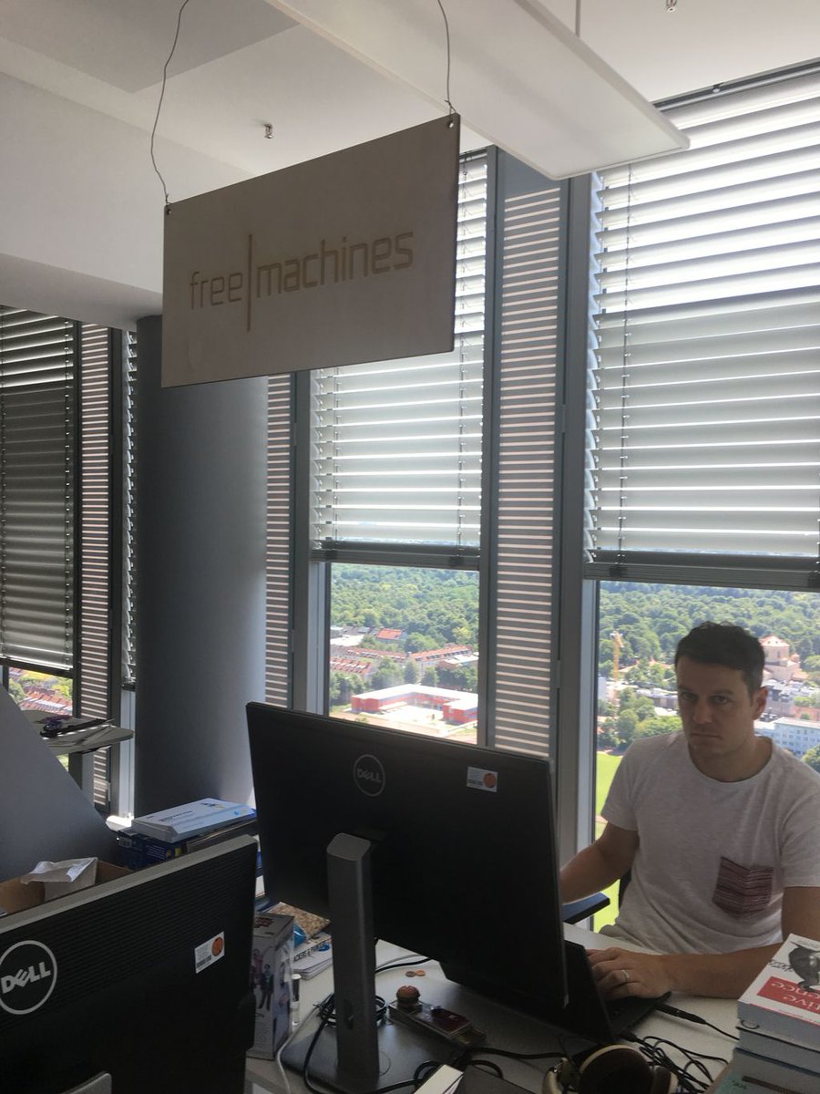 Presenting the incredible #freemachines sign (below #ArtificialIntelligence head Hannes)