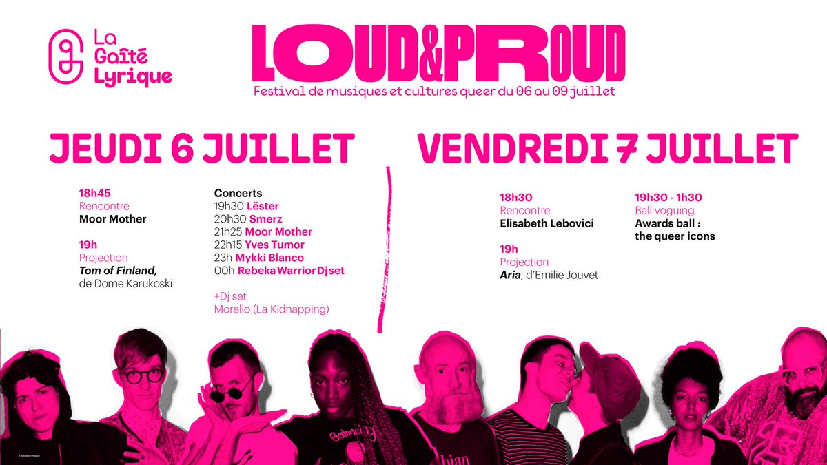 gaitelyrique's tweet photo. A vos agendas, le programme du jour à #LoudAndProud 🏳️‍🌈 est là !
Plus d'infos 👉 https://t.co/jc0l2ObMev https://t.co/mrYOVV2k8N