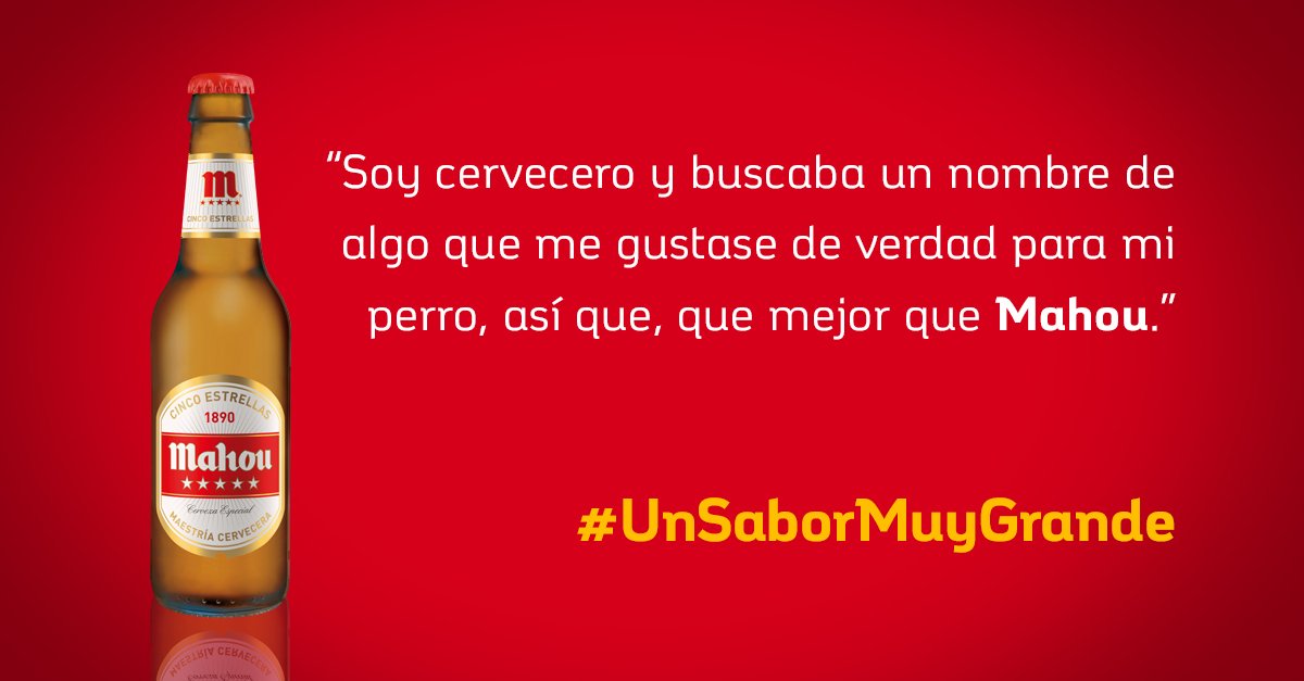 mahou_es's tweet photo. .@tomirrin quería un nombre inconfunfible para su perro y…¡eligió uno muy Cinco Estrellas! #UnSaborMuyGrande! https://t.co/uceG3UVvSC