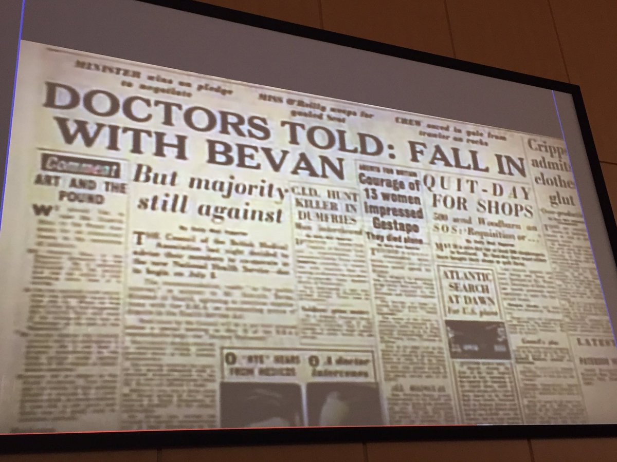 DrJudithSmith's tweet photo. #HSR2017 reminder from @ProfRoland of the contested and turbulent birth of the #NHS https://t.co/oCCtoDp4qt