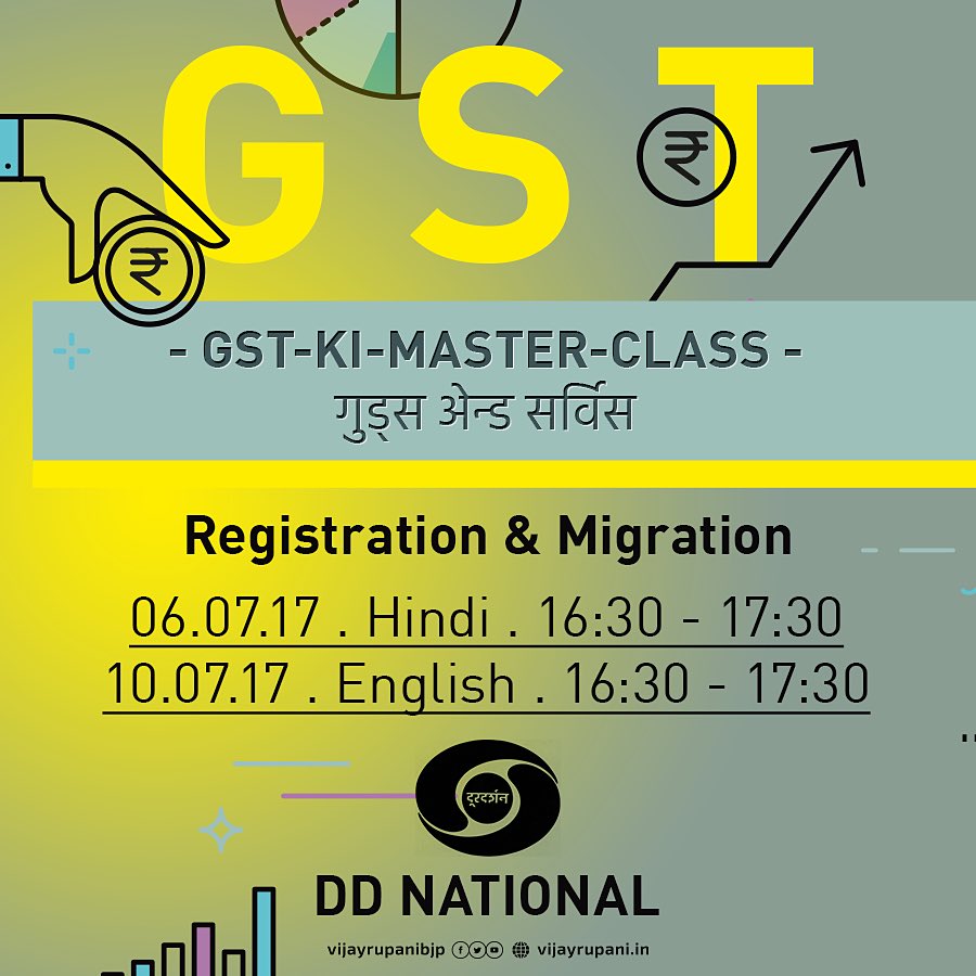 vijayrupanibjp's tweet photo. #GSTkiMasterClass By @CBEC_India on @DDNational @adhia03 https://t.co/uxSlvMR9xx