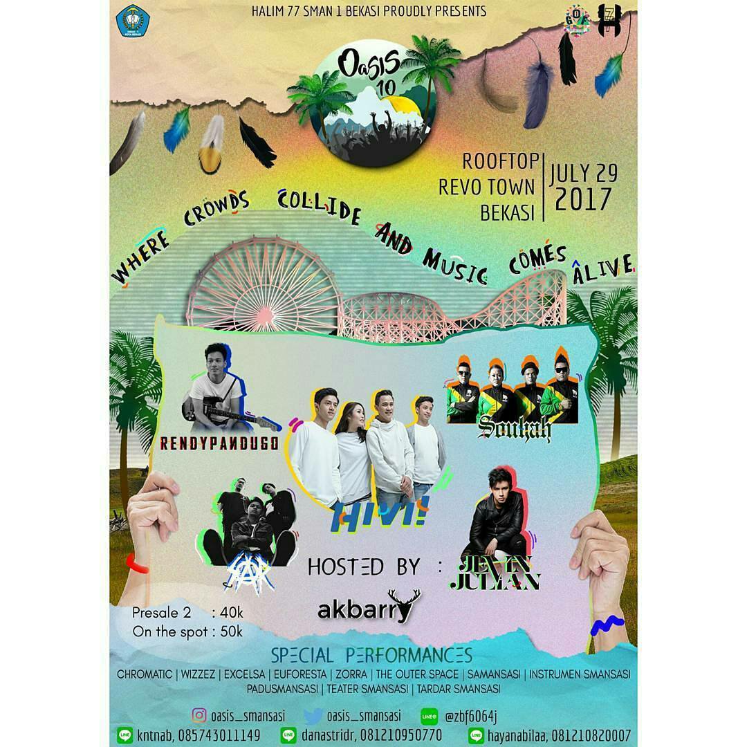 InfoPensi's tweet photo. #infopensi @OASIS_SMANSASI with @sayHIVI @souljahmusik @sweetasrevenge @jevinjulian @rendypandugo 
MC : @akbarry https://t.co/VgzCDDstIV