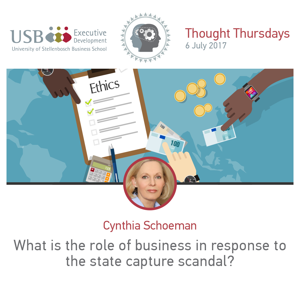 SBExecED's tweet photo. #StateCapture scandal: How should  businesses respond to ensure a just future #ThoughtThursday: https://t.co/tc3pJuTWqn #KeepEthicsAlive https://t.co/M3tbPuXKTj