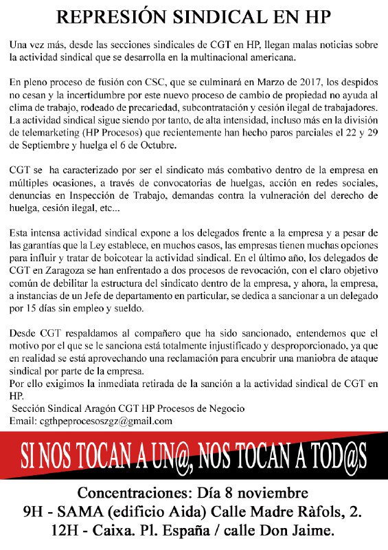 CGTHPEPPNN's tweet photo. Lo dijimos en Noviembre, @DXCspain no quiso reconocer su error y ahora lo volvemos a decir: No toleramos la #RepresionSindicalDXC https://t.co/LPbyOwW0hH