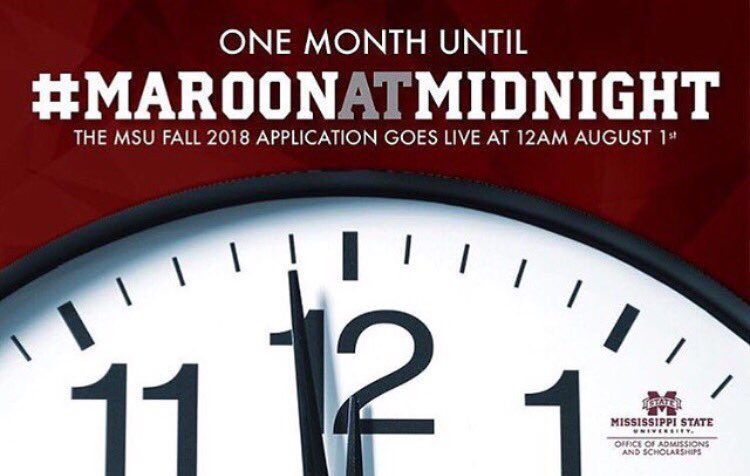It's almost time to start your journey to MSU 😃East Coast Bulldogs, the fall 2018 application goes live Aug 1st at 1am ⏰ #maroonatmidnight