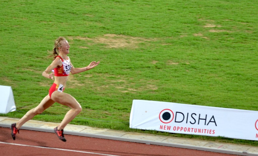g_rajaraman's tweet photo. Daria Maslova (Kyrghistan) gets emotional as she secures victory in the W5000m at #AAF2015 https://t.co/2iaLGPfM3o