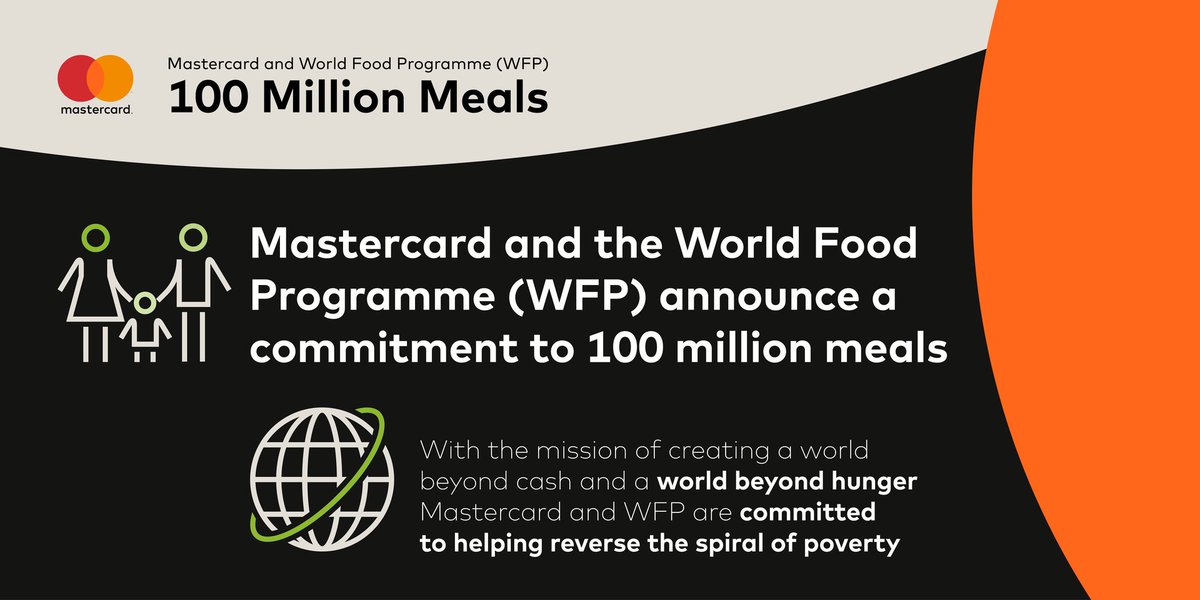 MastercardEU's tweet photo. NEWS! Mastercard and the World Food Programme Announce 100 Million Meals Commitment https://t.co/C1g7mEraQD https://t.co/rUZAyoIs4Z