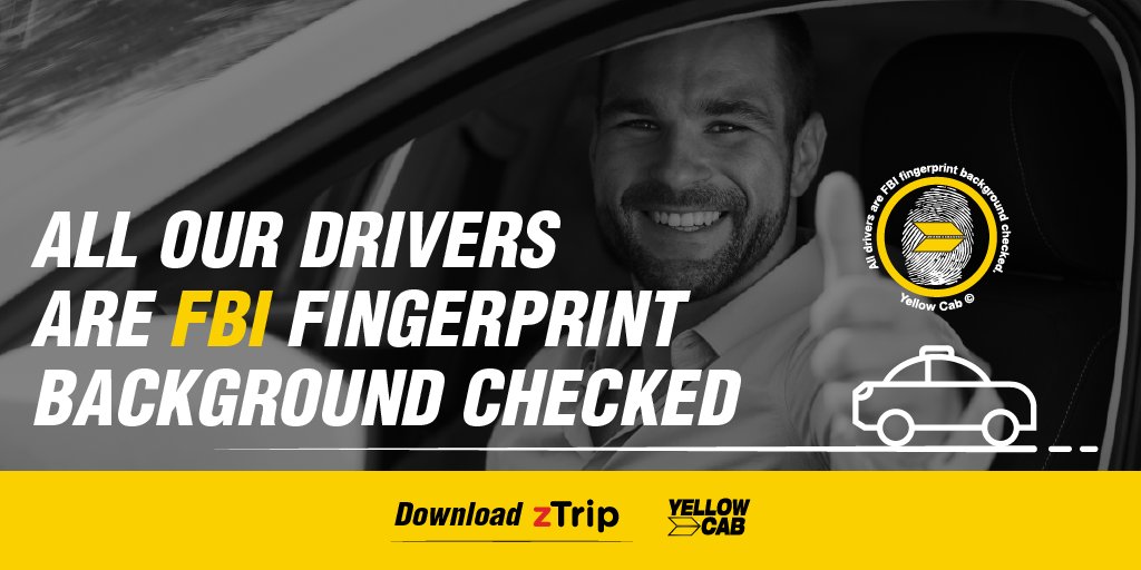 #GoYellow: FBI fingerprint background checked drivers, no surge, and available 24/7. What else could you ask for? #SafeWithYellow
