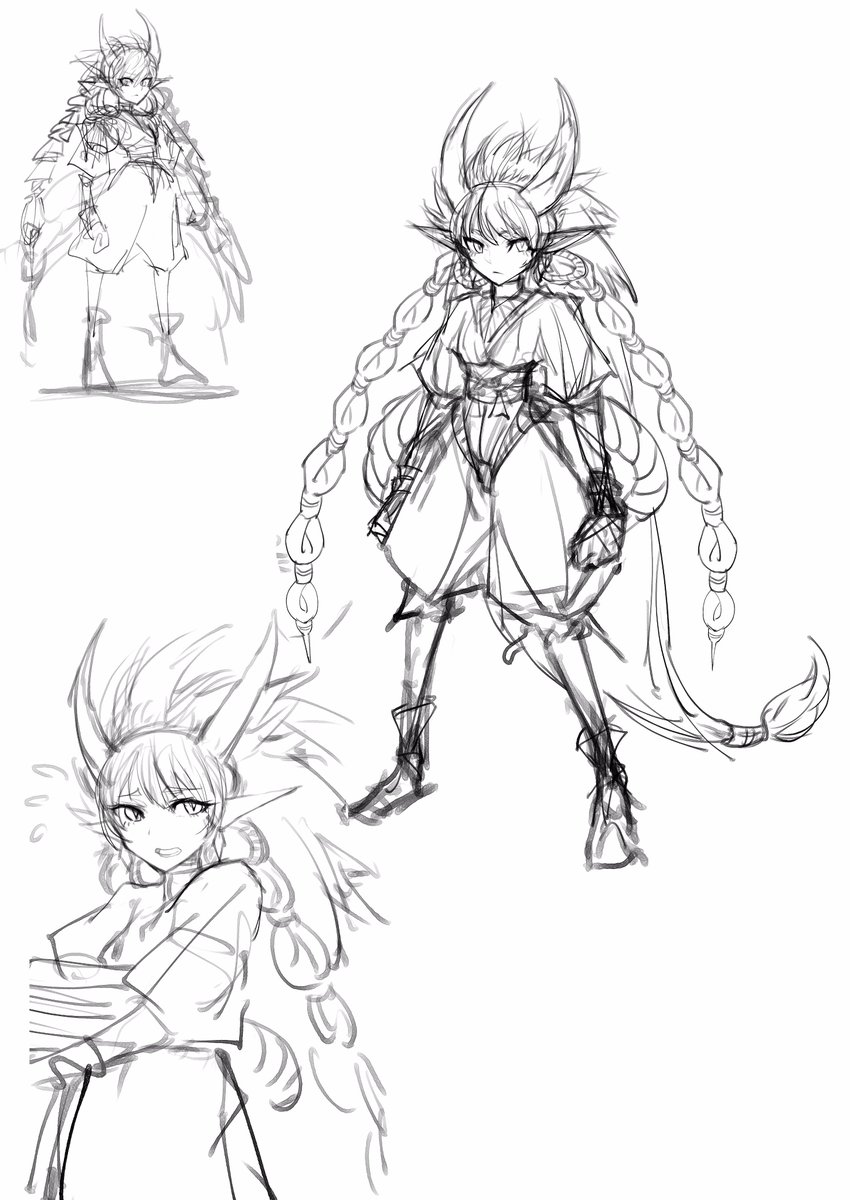 落書き。
ライオウの側近を描いてみた、名前はまだ決まってない #創作 