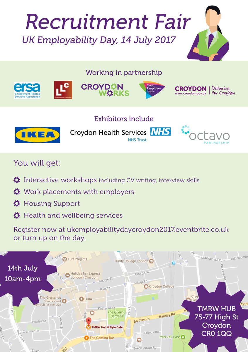 LLClivenews's tweet photo. Plz RT: Calling #Croydon jobseekers & learners, recruitment fair on 14th July @tmrwhub #UKEmployabilityDay
Sign up https://t.co/HmqdwgKiiZ https://t.co/l6n2fm9Aam
