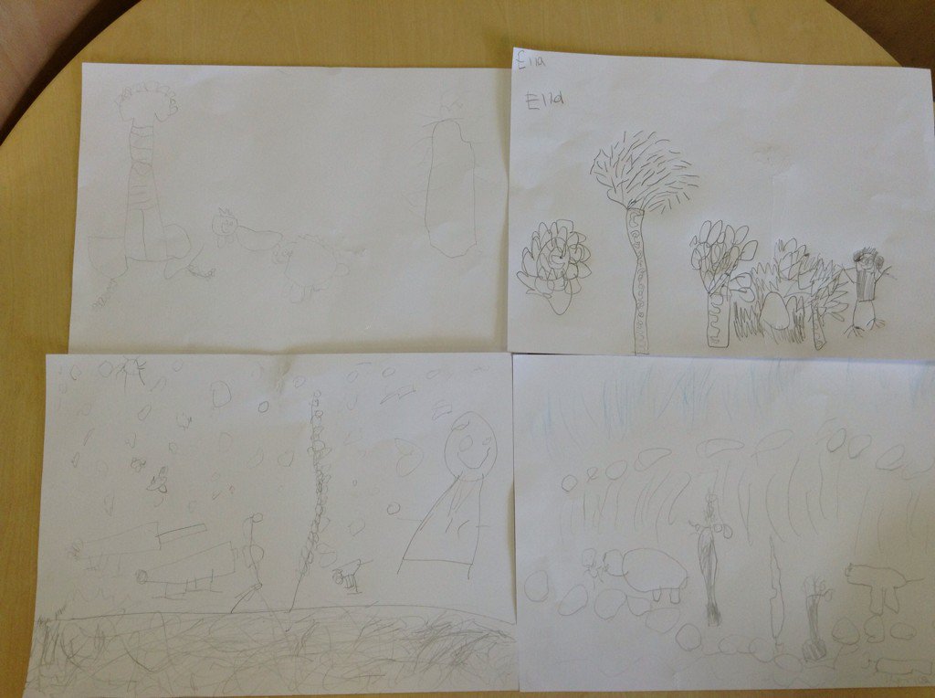 EYFSFloMelly's tweet photo. RB had a fantastic Art lesson outside the children looked at the trees and drew their own jungles..super artists!!! https://t.co/yDxsovIcmg