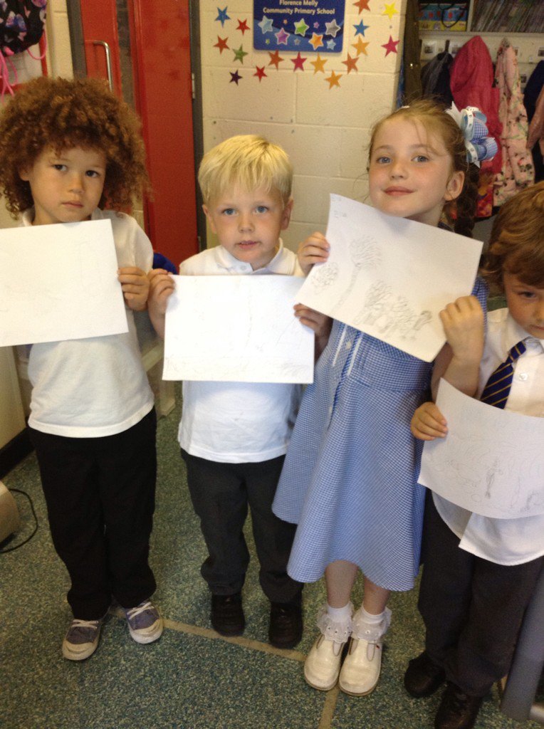EYFSFloMelly's tweet photo. RB had a fantastic Art lesson outside the children looked at the trees and drew their own jungles..super artists!!! https://t.co/yDxsovIcmg