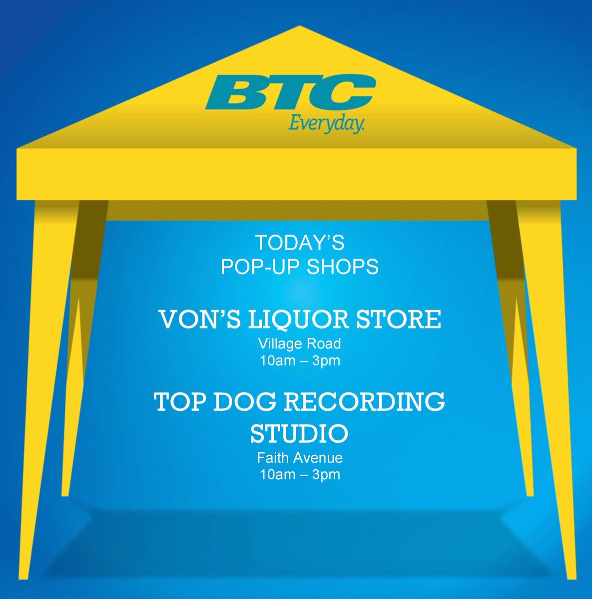 BTC242's tweet photo. We're at a different location everyday! Come check us out today and see what great deals you can score! #BTCIsLimitless #BTCPopUp https://t.co/1iiv2NBbcY
