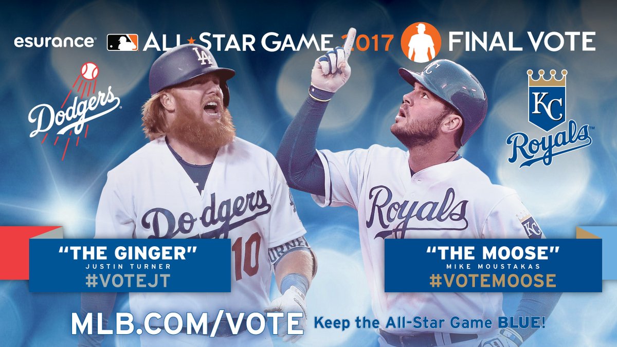 Dodgers's tweet photo. Hashtag votes start counting NOW! Retweets count too.

Include #VoteJT &amp; #VoteMoose in all your tweets until 1 p.m. PT! https://t.co/mj2TjXmo00
