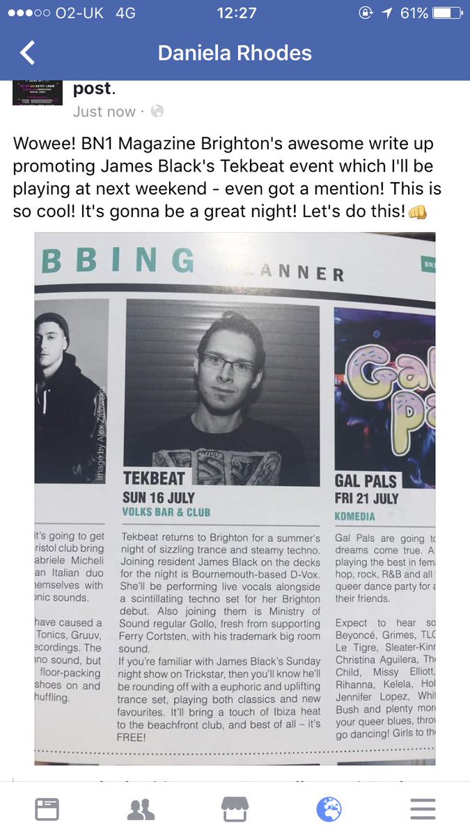 DVox83's tweet photo. Amazing! Thx @bn1magazine 4 the #Tekbeat @VolksClubTweets listing - with D-Vox mention!😁🙌 This is going 2 be an epic night! #Brighton🎧❤️👊 https://t.co/nxc6qubYb8