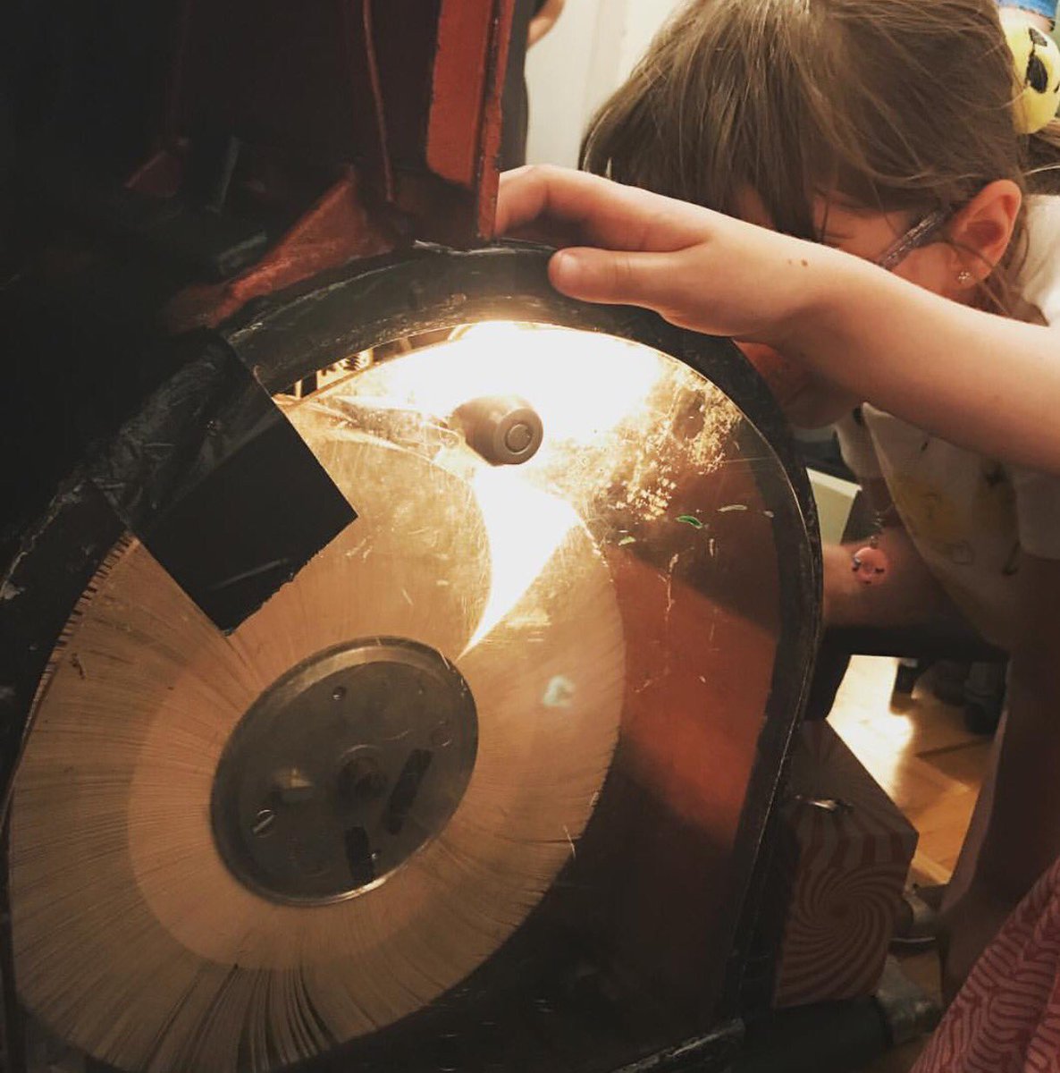 Explorerz's tweet photo. What do creative collectors curate? Interesting things! Exploring an actual piece from the German Enigma, a nickelodeon &amp; a camera obscura! https://t.co/K2hSq7A6BT