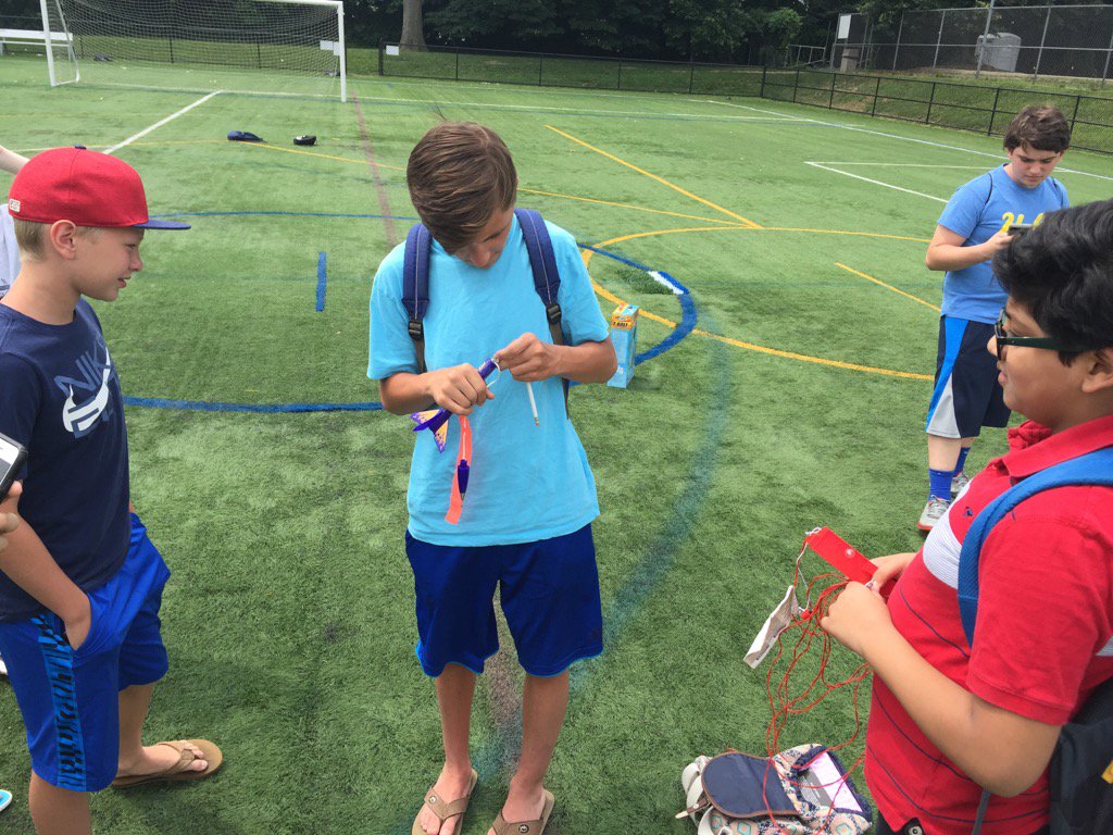 EduTechPA's tweet photo. First day of safety checks and test flights at our #STEM #SummerCamp program @DVFSchool! Thanks @EstesRockets ! https://t.co/7gJf2xY8j4