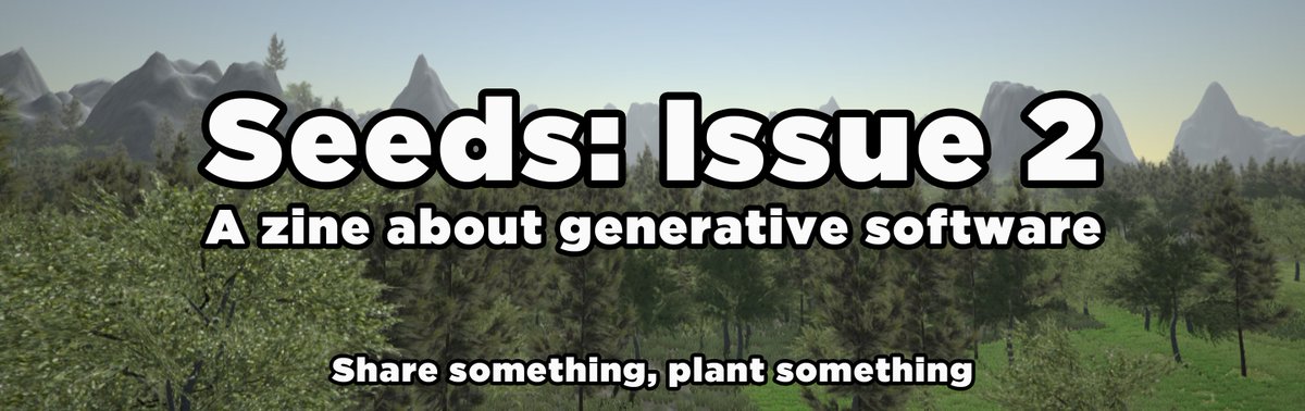 mtrc's tweet photo. Submit to Issue 2 of Seeds, the #procjam zine! Write about things you made, plan to make, questions, dreams... https://t.co/x8sOhshHSF https://t.co/UE3plFVcrK