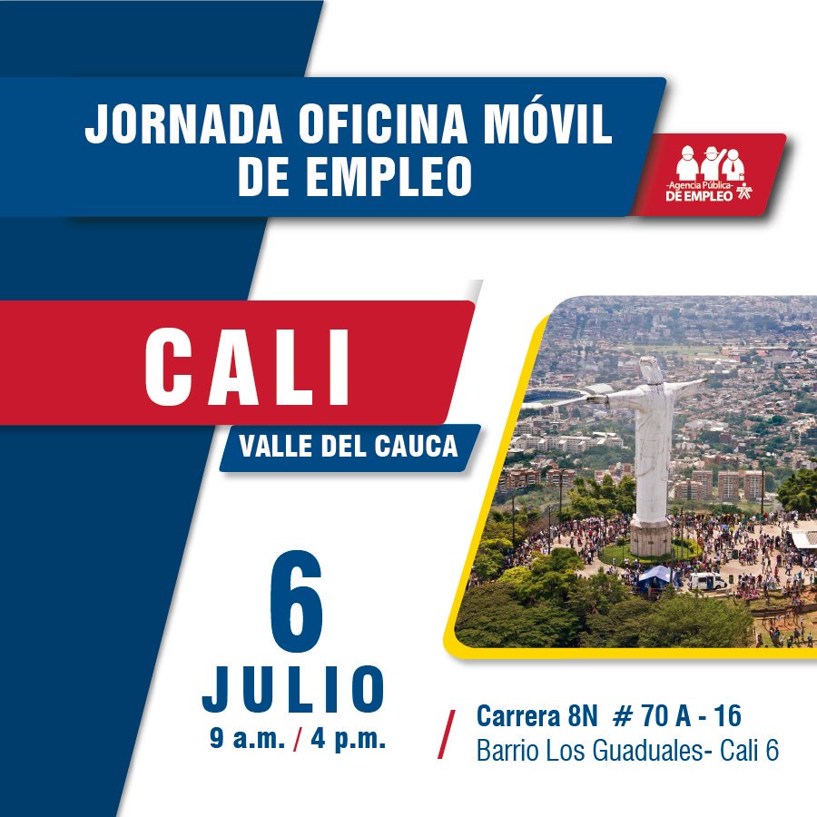 MAndreaNieto's tweet photo. El #SENA recorre el país con ofertas de trabajo digno y formal. Hoy oficinas móviles en Tello (Huila) y #Calico https://t.co/YfzRJIn369