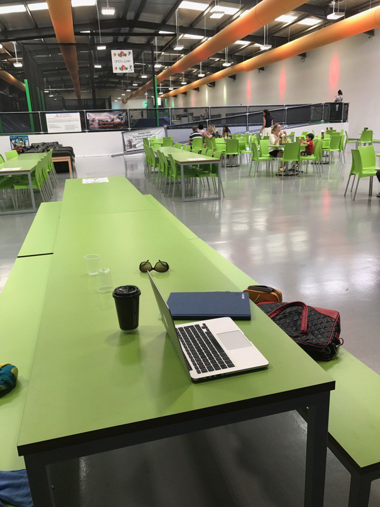 GoToTen2TwoKent's tweet photo. My #flexibleworking office for this am #jumpintonbridge. Quite productive with kids busy on the trampolines! https://t.co/je2qB0lWmQ
