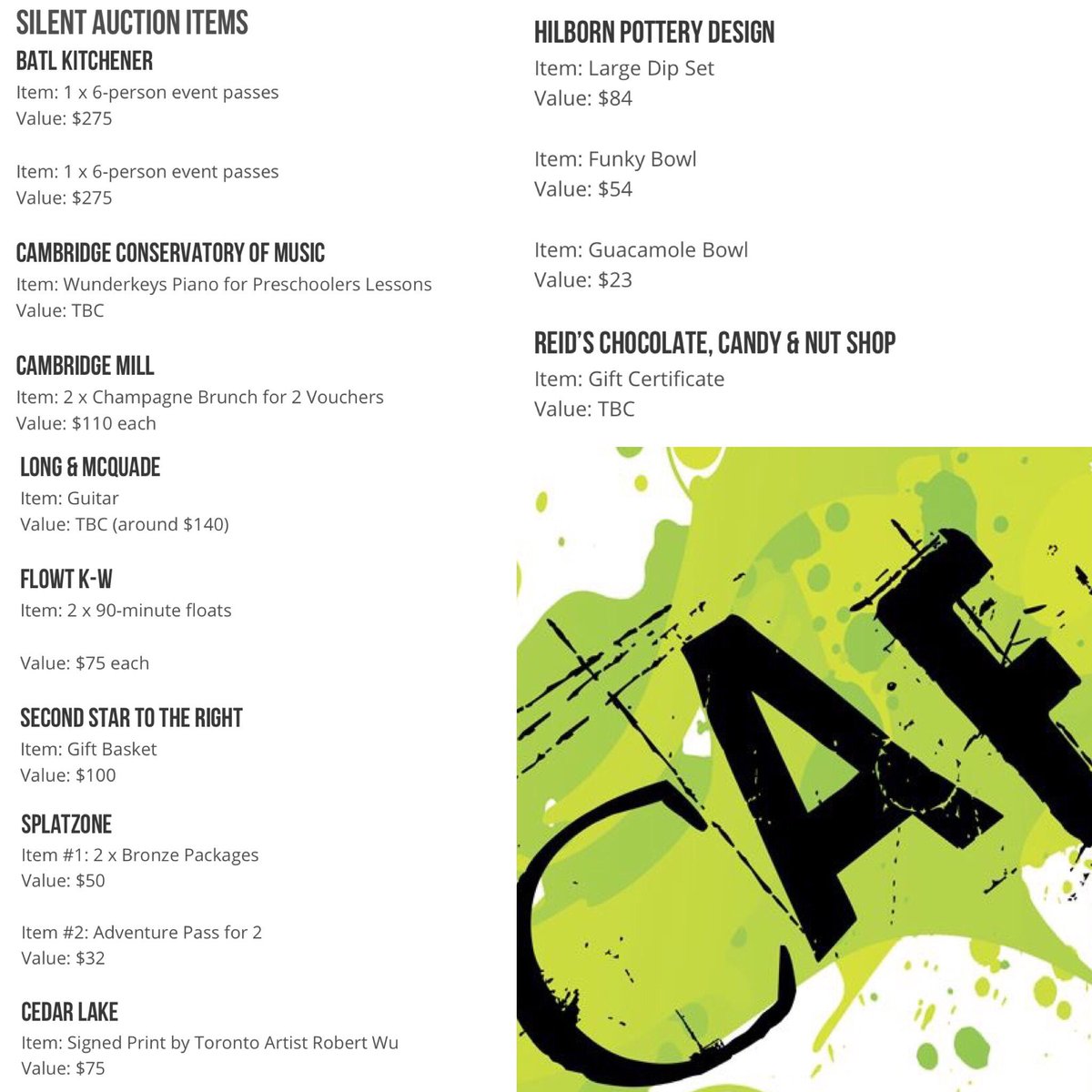 It's almost time to start bidding on the CAF Silent Auction starting tomorrow at the CAF Preview Night during #galtlove! #Cbridge