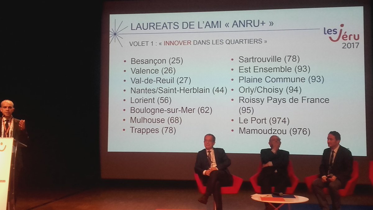 @MA_Jamet #Val-de-Reuil à l'honneur aux #JERU2017 ! Lauréat sur projet #rénovationurbaine #deveco. A suivre...