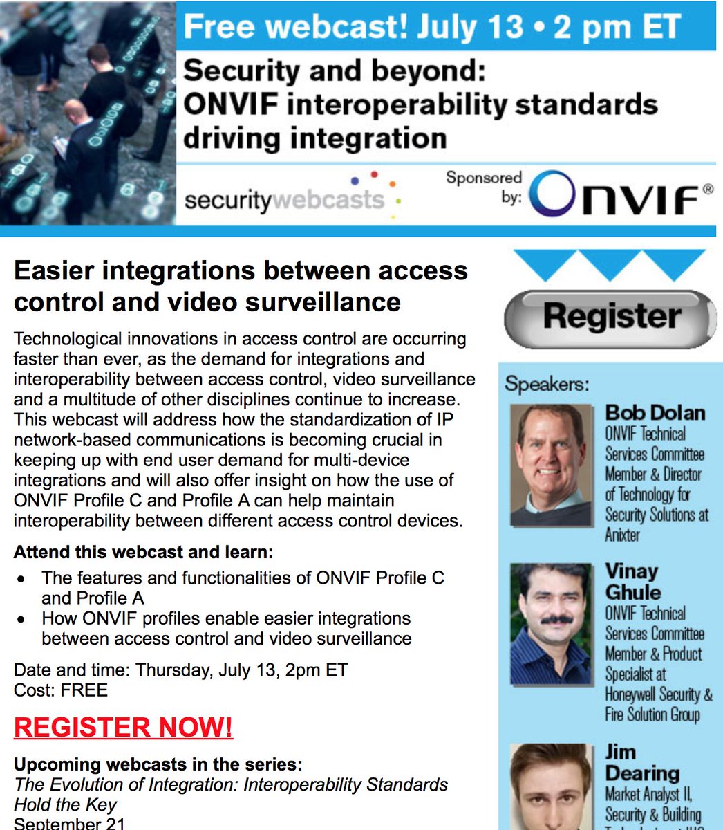 ONVIF's tweet photo. Don’t miss ONVIF’s free webinar with Security Systems News on July 13 at 2pm EST on #accesscontrol and #ProfileA. https://t.co/QDP2v68Zgi https://t.co/oi9SZb5eJ1