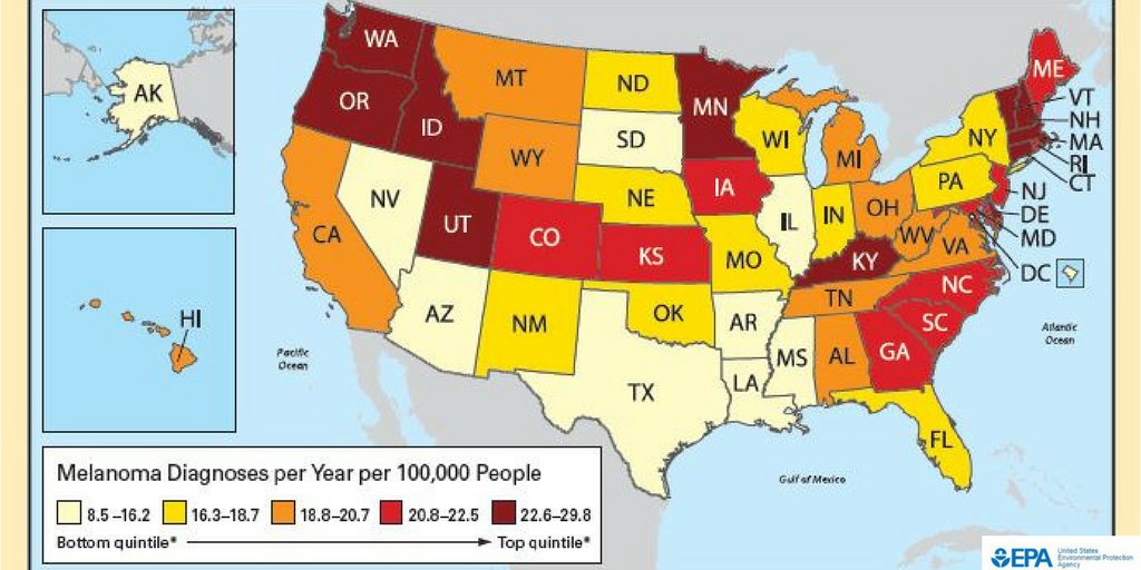 PreventChildInj's tweet photo. Learn about skin cancer in your state. https://t.co/SKMffh0JwZ #safesunfun @EPA https://t.co/N864gQp49Q