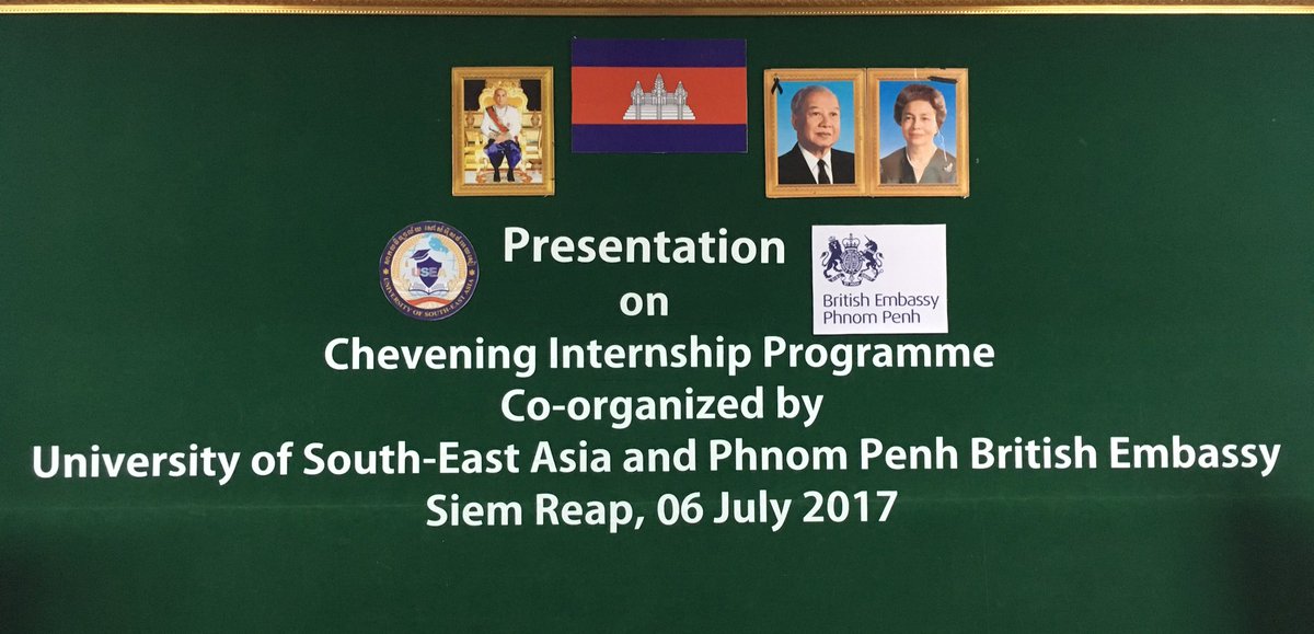 cgleesonDHM's tweet photo. Great evening speaking to #Cambodian students at South East Asia University in #SiemReap about #CheveninginternKH. #UKKH #EducationisGreat https://t.co/NW42uO9Byx
