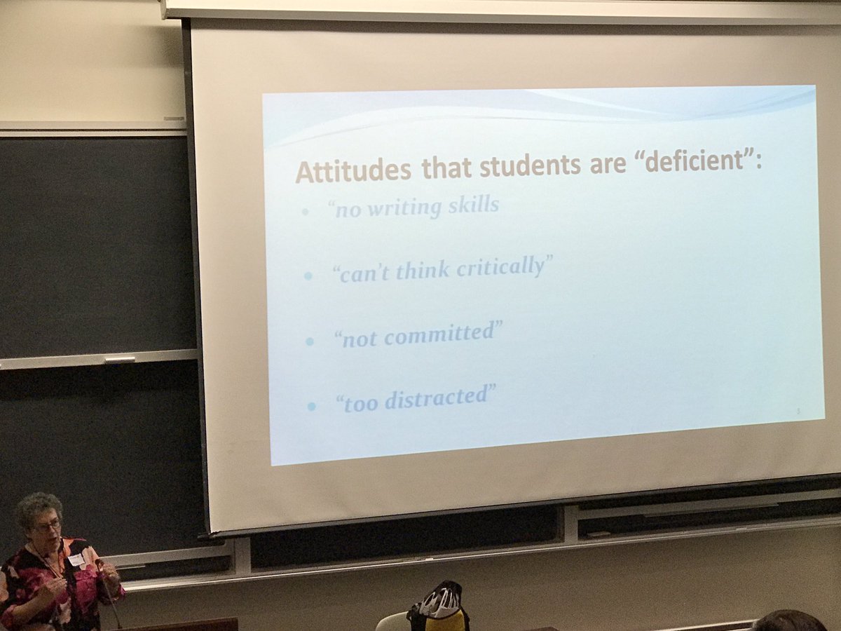helenfilipe's tweet photo. @UofT_SLP Connie Guberman Addressing the complex barriers students face &amp; poor attitudes towards first year students. #UofTUPS #transitions https://t.co/fdFNHcqlzn