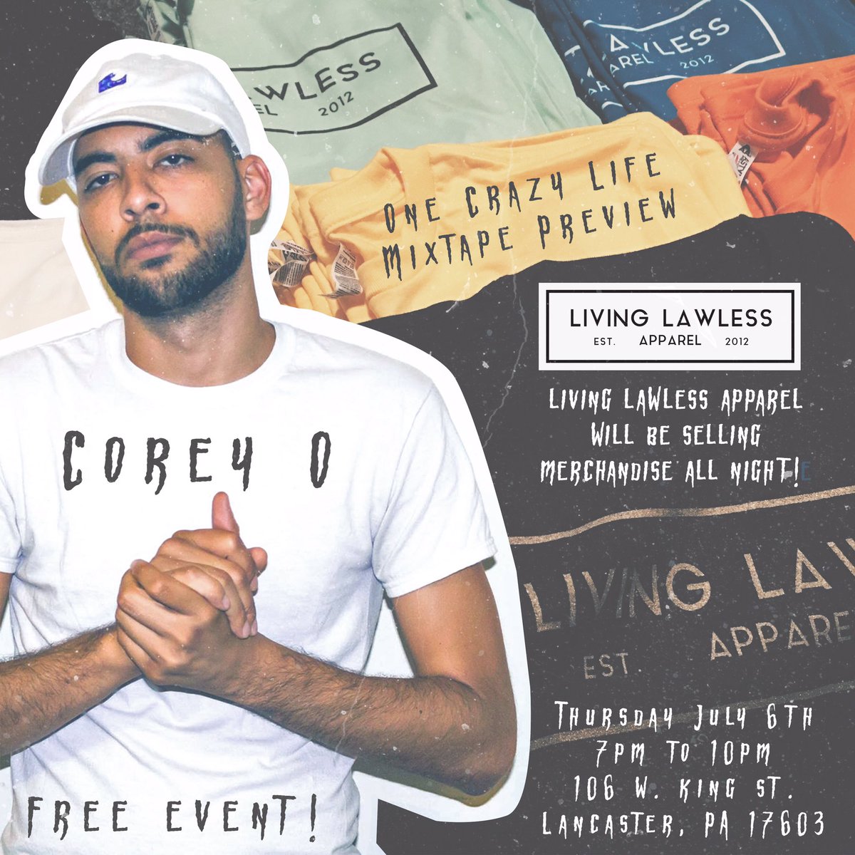_LivingLawless_'s tweet photo. Tonight come out and support! We will be there all night selling apparel! #LivingLawlessApparel #LivingLawless #CoreyO #OneCrazyLife https://t.co/SS3mRNJheH