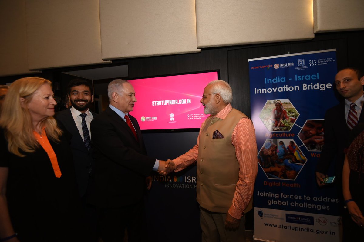 narendramodi's tweet photo. Some of the key focus areas of my Israel visit are start ups &amp; technology. Had the opportunity to visit an impressive technology exhibition. https://t.co/lusVK2VU9c