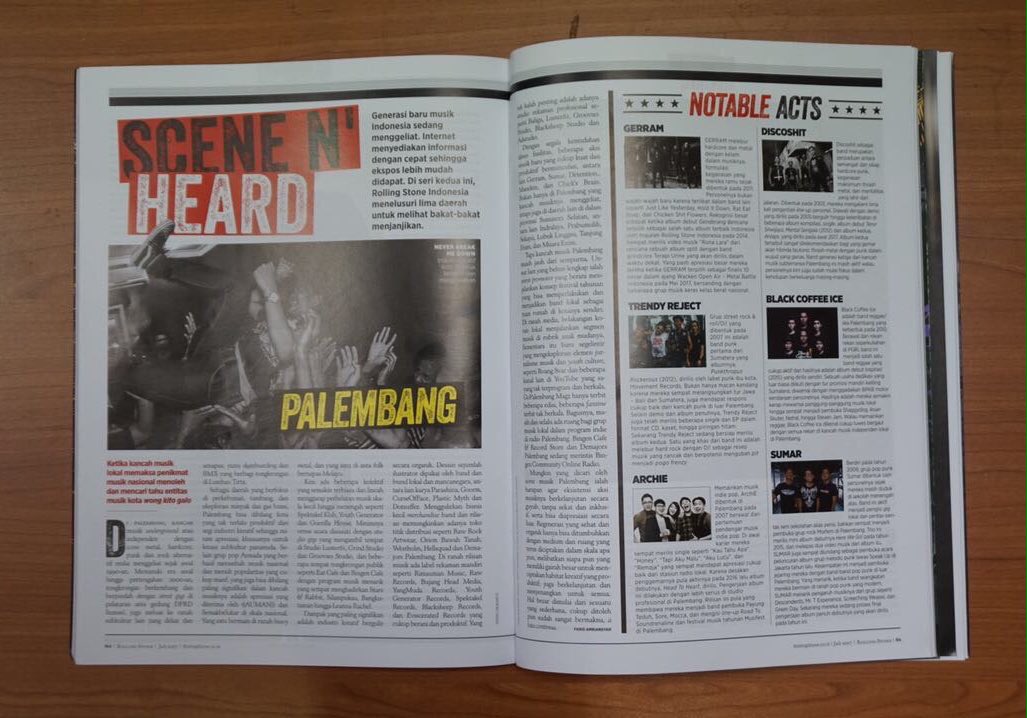 Ada tulisan label manager Rimauman Music, <a href="/pelorrian/">Farid Amriansyah</a>. tentang sekilas kancah musik di Palembang di <a href="/RollingStoneINA/">Rolling Stone INA</a> edisi Juli 2017