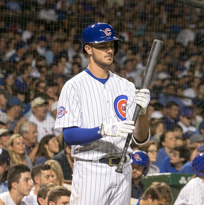 Cubs's tweet image. Batter up! We have a day of giveaways planned, starting with a bat signed by Kris. RT by 3 p.m. for a chance to win! #VoteKB #VoteX