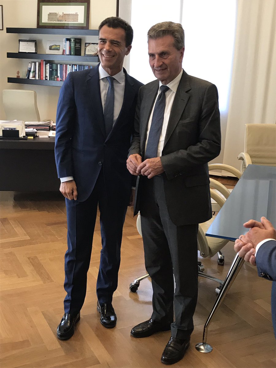 GOettingerEU's tweet photo. 1st visit after last week's reflection paper leads me to Bella Italia. Important to have all gov agree #EUValueadded #EUBudget after #brexit https://t.co/PY08mqu7ha